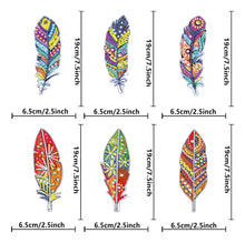 Load image into Gallery viewer, 5D Diamond Painting Feather Bookmark Crystal 6-piece Pendant Alien Diamond Acrylic