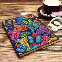 Load image into Gallery viewer, Diamond Painting Notebook for Adults, DIY Diamond Art Set, Featuring Flowers and Butterflies, A5 Leather Painting and Sketchbook