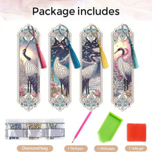 Load image into Gallery viewer, 4 Crane Diamond Art Bookmarks, 5D Acrylic Tassel Bookmarks, DIY Making Suitable for Beginners