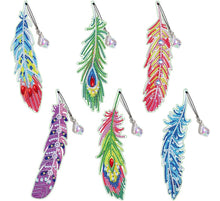 Load image into Gallery viewer, 5D Diamond Painting Feather Bookmark Feather Crystal Diamond 6 Pieces Thick Acrylic Material