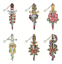 Load image into Gallery viewer, 6 Pieces of DIY Bookmark Sword Series Around Diamond Paintings, Handmade Diamond Painting Decoration Accessories