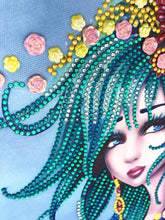 Load image into Gallery viewer, Crystal Rhinestone Diamond Painting Kit | Beautiful woman with blue hair