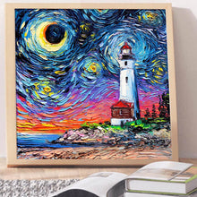 Load image into Gallery viewer, Full Diamond Painting kit | The lighthouse under the fantasy starry sky