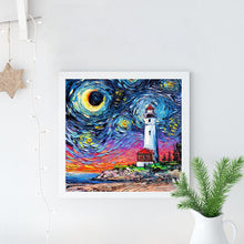 Load image into Gallery viewer, Full Diamond Painting kit | The lighthouse under the fantasy starry sky