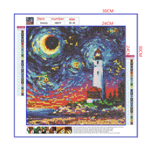 Load image into Gallery viewer, Full Diamond Painting kit | The lighthouse under the fantasy starry sky