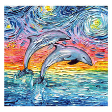 Load image into Gallery viewer, Full Diamond Painting kit | Jumping dolphins