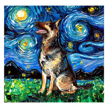 Load image into Gallery viewer, Full Diamond Painting kit | German Shepherd dog under the beautiful starry sky
