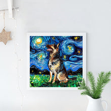 Load image into Gallery viewer, Full Diamond Painting kit | German Shepherd dog under the beautiful starry sky