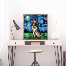 Load image into Gallery viewer, Full Diamond Painting kit | German Shepherd dog under the beautiful starry sky