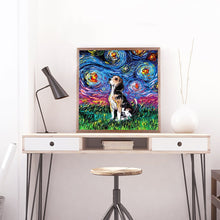 Load image into Gallery viewer, Full Diamond Painting kit | Basset Hound under the beautiful starry sky