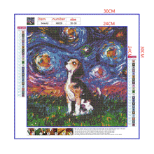 Load image into Gallery viewer, Full Diamond Painting kit | Basset Hound under the beautiful starry sky