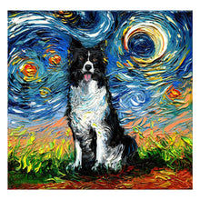 Load image into Gallery viewer, Full Diamond Painting kit | Border Collie under the beautiful starry sky