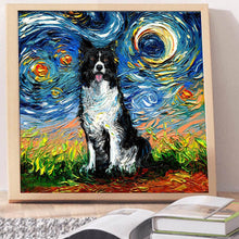 Load image into Gallery viewer, Full Diamond Painting kit | Border Collie under the beautiful starry sky