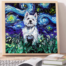 Load image into Gallery viewer, Full Diamond Painting kit | Parson Russell Terrier under the beautiful starry sky