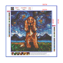 Load image into Gallery viewer, Full Diamond Painting kit | Dog IrishSetter under the beautiful starry sky