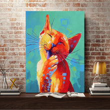 Load image into Gallery viewer, Full Diamond Painting kit | Cat licking fur