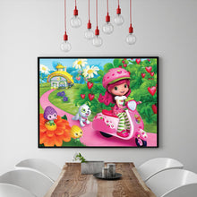 Load image into Gallery viewer, Full Diamond Painting kit | Girl riding an electric car and her pet dog