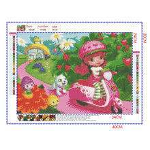 Load image into Gallery viewer, Full Diamond Painting kit | Girl riding an electric car and her pet dog