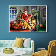 Load image into Gallery viewer, Full Diamond Painting kit | Santa claus and golden retriever