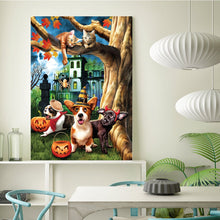 Load image into Gallery viewer, Full Diamond Painting kit | Halloween cats and dogs