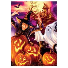 Load image into Gallery viewer, Full Diamond Painting kit | Witch and pumpkin lanterns