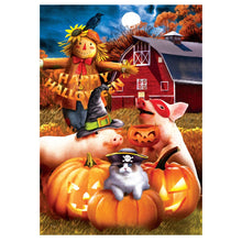 Load image into Gallery viewer, Full Diamond Painting kit | Halloween pig and cat
