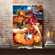 Load image into Gallery viewer, Full Diamond Painting kit | Halloween pig and cat