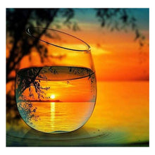 Load image into Gallery viewer, Full Diamond Painting kit | The reflection of the willow leaves and lake in the glass