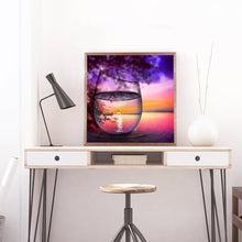 Load image into Gallery viewer, Full Diamond Painting kit | The reflection of the leaves and lake in the glass