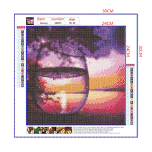 Load image into Gallery viewer, Full Diamond Painting kit | The reflection of the leaves and lake in the glass