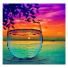 Load image into Gallery viewer, Full Diamond Painting kit | The reflection of beautiful sunset and sea in glass