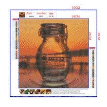 Load image into Gallery viewer, Full Diamond Painting kit | Reflection of the sunrise in a glass bottle