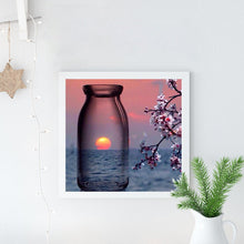 Load image into Gallery viewer, Full Diamond Painting kit | The reflection of the sunset in the glass bottle