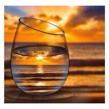 Load image into Gallery viewer, Full Diamond Painting kit | The reflection of the sunrise in the glass
