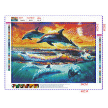 Load image into Gallery viewer, Full Diamond Painting kit | Dolphins jumping and swimming