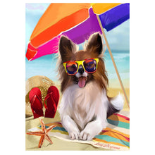 Load image into Gallery viewer, Full Diamond Painting kit | Dog with glasses on the beach