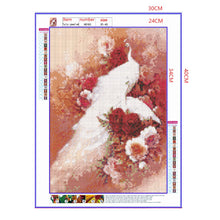 Load image into Gallery viewer, Full Diamond Painting kit | White peacock and flower