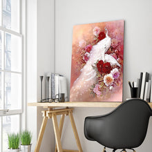 Load image into Gallery viewer, Full Diamond Painting kit | White peacock and flower