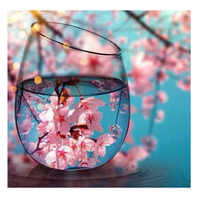 Load image into Gallery viewer, Full Diamond Painting kit | The reflection of the peach blossom in the glass