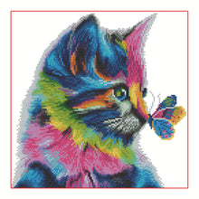 Load image into Gallery viewer, 11CT Cross Stitch | Colorful cat (36x36cm)
