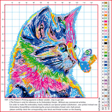 Load image into Gallery viewer, 11CT Cross Stitch | Colorful cat (36x36cm)