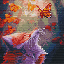 Load image into Gallery viewer, 11CT Full Cross Stitch | Cat and butterfly (36x36cm)