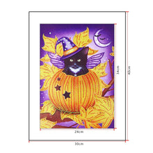 Load image into Gallery viewer, Crystal Rhinestone Diamond Painting Kit | Halloween Pumpkin and Black Cat