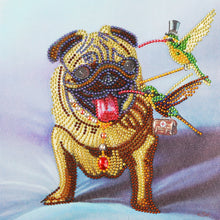 Load image into Gallery viewer, Crystal Rhinestone Diamond Painting Kit | Bulldog Dog and Hummingbird