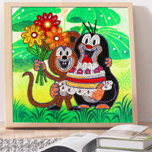 Load image into Gallery viewer, Crystal Rhinestone Diamond Painting Kit | Cartoon monkey and penguin