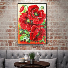 Load image into Gallery viewer, Crystal Rhinestone Diamond Painting Kit | Red flower