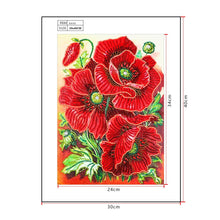 Load image into Gallery viewer, Crystal Rhinestone Diamond Painting Kit | Red flower