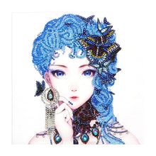 Load image into Gallery viewer, Crystal Rhinestone Diamond Painting Kit | Blue Hair Girl