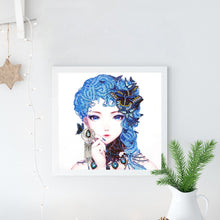 Load image into Gallery viewer, Crystal Rhinestone Diamond Painting Kit | Blue Hair Girl