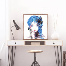 Load image into Gallery viewer, Crystal Rhinestone Diamond Painting Kit | Blue Hair Girl